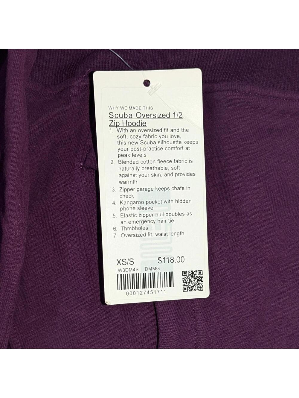 Lululemon Scuba Oversized 1/2 Zip Hoodie XS/S Dramatic Magenta Half Zip - Picture 6 of 9